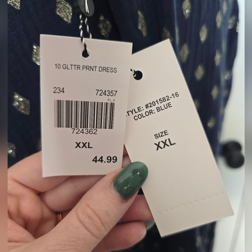 Kaktus Glitter Print Blue Dress XXL - Picture 6 of 7